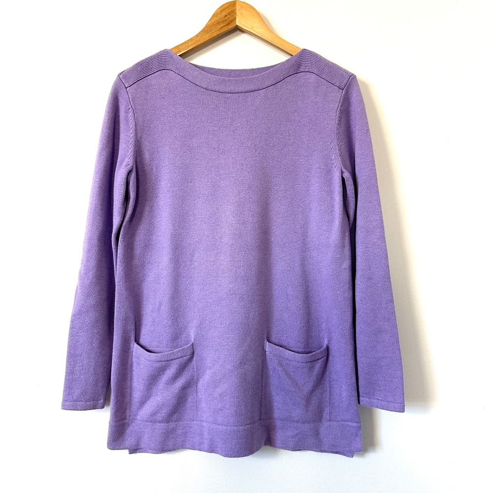 J Jill Lavender Boatneck Tunic Sweater XS Coastal Minimalist Spring‎ Layering